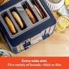 image:imagebella 2 Slice Toaster Extra Wide Slots amp Removable Crumb Tray BlackStainless Steel and Blue