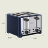 image:imagebella 2 Slice Toaster Extra Wide Slots amp Removable Crumb Tray BlackStainless Steel and Blue