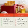 image:imagebella 2 Slice Toaster Extra Wide Slots amp Removable Crumb Tray BlackStainless Steel and Red