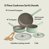 image:imagebella 7 Piece Cookware Set with EverGood Ceramic Nonstick Coating Dishwasher Safe Oven Safe All Stovetops Compatible Glass Lids with Silicone Rims Cool Touch Handles BlackSeaglass