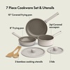 image:imagebella 7 Piece Cookware Set with EverGood Ceramic Nonstick Coating Dishwasher Safe Oven Safe All Stovetops Compatible Glass Lids with Silicone Rims Cool Touch Handles BlackOatmilk