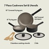 image:imagebella 7 Piece Cookware Set with EverGood Ceramic Nonstick Coating Dishwasher Safe Oven Safe All Stovetops Compatible Glass Lids with Silicone Rims Cool Touch Handles BlackBlack