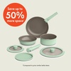 image:imagebella 8 Piece Removable Handle EverGood NonToxic Cookware Set OatmilkSeaglass