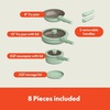 image:imagebella 8 Piece Removable Handle EverGood NonToxic Cookware Set OatmilkSeaglass