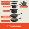 image:imagebella 9 Piece Ceramic Nonstick Cookware Set Fitsanywhere Kitchenware w EverGood Coating Dishwasher amp Oven Safe All Stovetops Compatible Stackable Design Cool Touch Handles Black