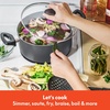 image:imagebella Cookware Set with Glass Lids with Nonstick PFOA Free and Scratch Resistant Surface Aluminum Bakeware Pots and Pans Storage Bowls amp Utensils Compatible with All Stovetops 21 Piece GrayBlack
