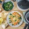 image:imagebella Cookware Set with Glass Lids with Nonstick PFOA Free and Scratch Resistant Surface Aluminum Bakeware Pots and Pans Storage Bowls amp Utensils Compatible with All Stovetops 21 Piece GrayWhite