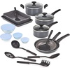 image:imagebella Cookware Set with Glass Lids with Nonstick PFOA Free and Scratch Resistant Surface Aluminum Bakeware Pots and Pans Storage Bowls amp Utensils Compatible with All Stovetops 21 Piece GrayBlack