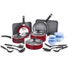 image:imagebella Cookware Set with Glass Lids with Nonstick PFOA Free and Scratch Resistant Surface Aluminum Bakeware Pots and Pans Storage Bowls amp Utensils Compatible with All Stovetops 21 Piece GrayRed