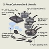 image:imagebella Cookware Set with Glass Lids with Nonstick PFOA Free and Scratch Resistant Surface Aluminum Bakeware Pots and Pans Storage Bowls amp Utensils Compatible with All Stovetops 21 Piece GrayBlack