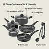 image:imagebella Cookware Set with Glass Lids with Nonstick PFOA Free and Scratch Resistant Surface Aluminum Bakeware Pots and Pans Storage Bowls amp Utensils Compatible with All Stovetops 21 Piece GrayBlack