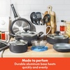 image:imagebella Cookware Set with Glass Lids with Nonstick PFOA Free and Scratch Resistant Surface Aluminum Bakeware Pots and Pans Storage Bowls amp Utensils Compatible with All Stovetops 21 Piece GrayBlack