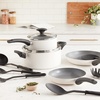 image:imagebella Cookware Set with Glass Lids with Nonstick PFOA Free and Scratch Resistant Surface Aluminum Bakeware Pots and Pans Storage Bowls amp Utensils Compatible with All Stovetops 21 Piece GrayCream