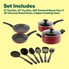 image:imagebella Cookware Set with Glass Lids with Nonstick PFOA Free and Scratch Resistant Surface Aluminum Bakeware Pots and Pans Storage Bowls amp Utensils Compatible with All Stovetops 21 Piece GrayRed