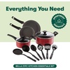 image:imagebella Cookware Set with Glass Lids with Nonstick PFOA Free and Scratch Resistant Surface Aluminum Bakeware Pots and Pans Storage Bowls amp Utensils Compatible with All Stovetops 21 Piece GrayRed