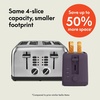 image:imagebella FitsAnywhere Slim Toaster 4 Slice Extra Long amp Wide Slot OatmilkPlum