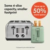 image:imagebella FitsAnywhere Slim Toaster 4 Slice Extra Long amp Wide Slot OatmilkSea Glass