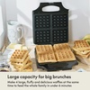 image:imagebella Waffle Maker Nonstick Extra Large Plates Stainless SteelBlack4 Slice