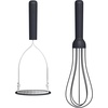 image:imagebella 2 Piece Fold Flat Nontoxic Nonslip Masher and Whisk OatmilkSlate