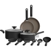image:imagebella 21 Piece Kitchen Set with EverGood Ceramic Nonstick Coating Dishwasher amp Oven Safe All Stovetops Compatible Tempered Glass Lids amp Cool Touch Handles BlackBlack