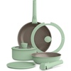 image:imagebella 8 Piece Removable Handle EverGood NonToxic Cookware Set OatmilkSeaglass