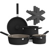image:imagebella 9 Piece Ceramic Nonstick Cookware Set Fitsanywhere Kitchenware w EverGood Coating Dishwasher amp Oven Safe All Stovetops Compatible Stackable Design Cool Touch Handles Black