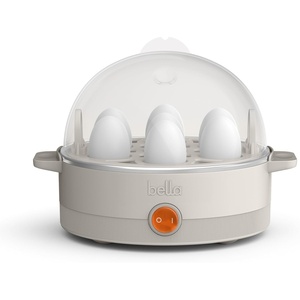 image:imageBELLA Egg Cooker Rapid Boiler amp Poacher Meal Prep Essential Family Sized Meals Make Up To 7 Large Boiled Eggs Dishwasher Safe Lid with CoolTouch Handles Poaching Tray Included BlackOatmilk