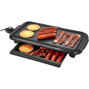 image:imagebella 10x18 Electric Griddle NonToxic with Warming Tray CopperBlack10 x 18