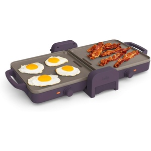 image:imagebella 10x20 Fold and Store Griddle NonToxic Ceramic Coating OatmilkPlum
