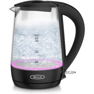 image:imagebella 17 Liter Glass Electric Kettle Quickly Boil 7cups of water BlackBlack  Pink