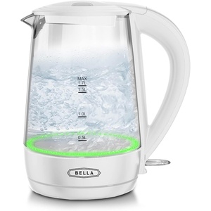 image:imagebella 17 Liter Glass Electric Kettle Quickly Boil 7cups of water BlackWhite  Green