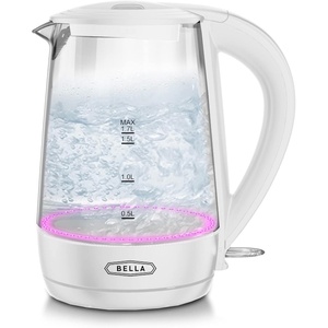image:imagebella 17 Liter Glass Electric Kettle Quickly Boil 7cups of water BlackWhite  Pink