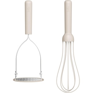 image:imagebella 2 Piece Fold Flat Nontoxic Nonslip Masher and Whisk OatmilkOatmilk