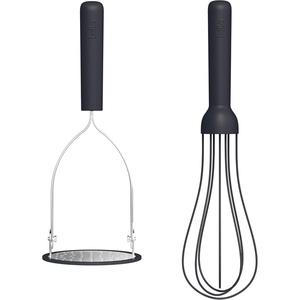 image:imagebella 2 Piece Fold Flat Nontoxic Nonslip Masher and Whisk OatmilkSlate