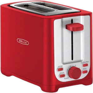 image:imagebella 2 Slice Toaster Extra Wide Slots amp Removable Crumb Tray BlackRed