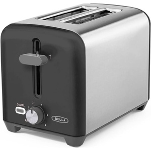 image:imagebella 2 Slice Toaster Wide Slots Stainless SteelBlackStainless Steel and Black