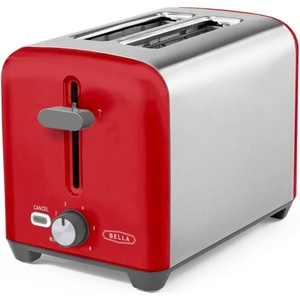 image:imagebella 2 Slice Toaster Wide Slots Stainless SteelBlackStainless Steel and Red