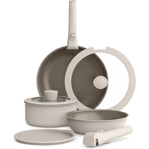image:imagebella 8 Piece Removable Handle EverGood NonToxic Cookware Set OatmilkOatmilk