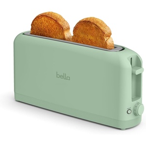 image:imagebella FitsAnywhere Slim Toaster 4 Slice Extra Long amp Wide Slot OatmilkSea Glass