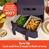 image:imagebella 4 Qt TriZone Air Fryer EverGood Ceramic Nonstick Coating Dual Basket Design w Removable Divider Digital Touchscreen Control w 6 Preset Cooking Options 1200 Watt 3lb Capacity SurfPlum