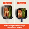 image:imagebella 4 Qt TriZone Air Fryer EverGood Ceramic Nonstick Coating Dual Basket Design w Removable Divider Digital Touchscreen Control w 6 Preset Cooking Options 1200 Watt 3lb Capacity SurfPlum