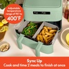 image:imagebella 4 Qt TriZone Air Fryer EverGood Ceramic Nonstick Coating Dual Basket Design w Removable Divider Digital Touchscreen Control w 6 Preset Cooking Options 1200 Watt 3lb Capacity SurfSeaglass