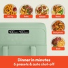 image:imagebella 4 Qt TriZone Air Fryer EverGood Ceramic Nonstick Coating Dual Basket Design w Removable Divider Digital Touchscreen Control w 6 Preset Cooking Options 1200 Watt 3lb Capacity SurfSeaglass