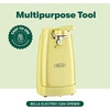 image:imagebella Electric Can Opener and Knife Sharpener Multifunctional Bottle Opener with Removable Cutting Lever and Cord Storage Stainless Steel Blade GrayYellow