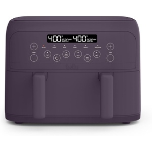 image:imagebella 4 Qt TriZone Air Fryer EverGood Ceramic Nonstick Coating Dual Basket Design w Removable Divider Digital Touchscreen Control w 6 Preset Cooking Options 1200 Watt 3lb Capacity SurfPlum