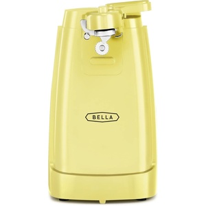 image:imagebella Electric Can Opener and Knife Sharpener Multifunctional Bottle Opener with Removable Cutting Lever and Cord Storage Stainless Steel Blade GrayYellow