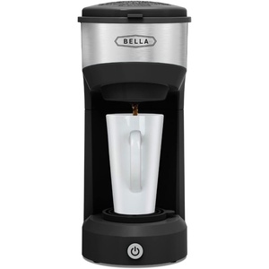 image:imageBELLA Dual Brew Single Serve Coffee Maker Brews both Kcup and Ground Coffee Large 14oz Capacity Easy One Touch Auto Shutoff RedBlack
