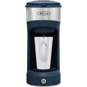 image:imageBELLA Dual Brew Single Serve Coffee Maker Brews both Kcup and Ground Coffee Large 14oz Capacity Easy One Touch Auto Shutoff RedBlue