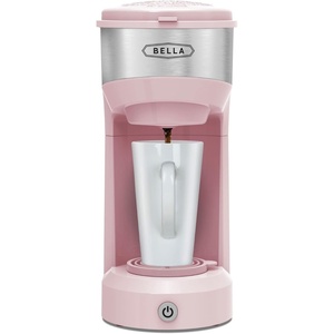 image:imageBELLA Dual Brew Single Serve Coffee Maker Brews both Kcup and Ground Coffee Large 14oz Capacity Easy One Touch Auto Shutoff RedPink