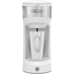 image:imageBELLA Dual Brew Single Serve Coffee Maker Brews both Kcup and Ground Coffee Large 14oz Capacity Easy One Touch Auto Shutoff RedWhite
